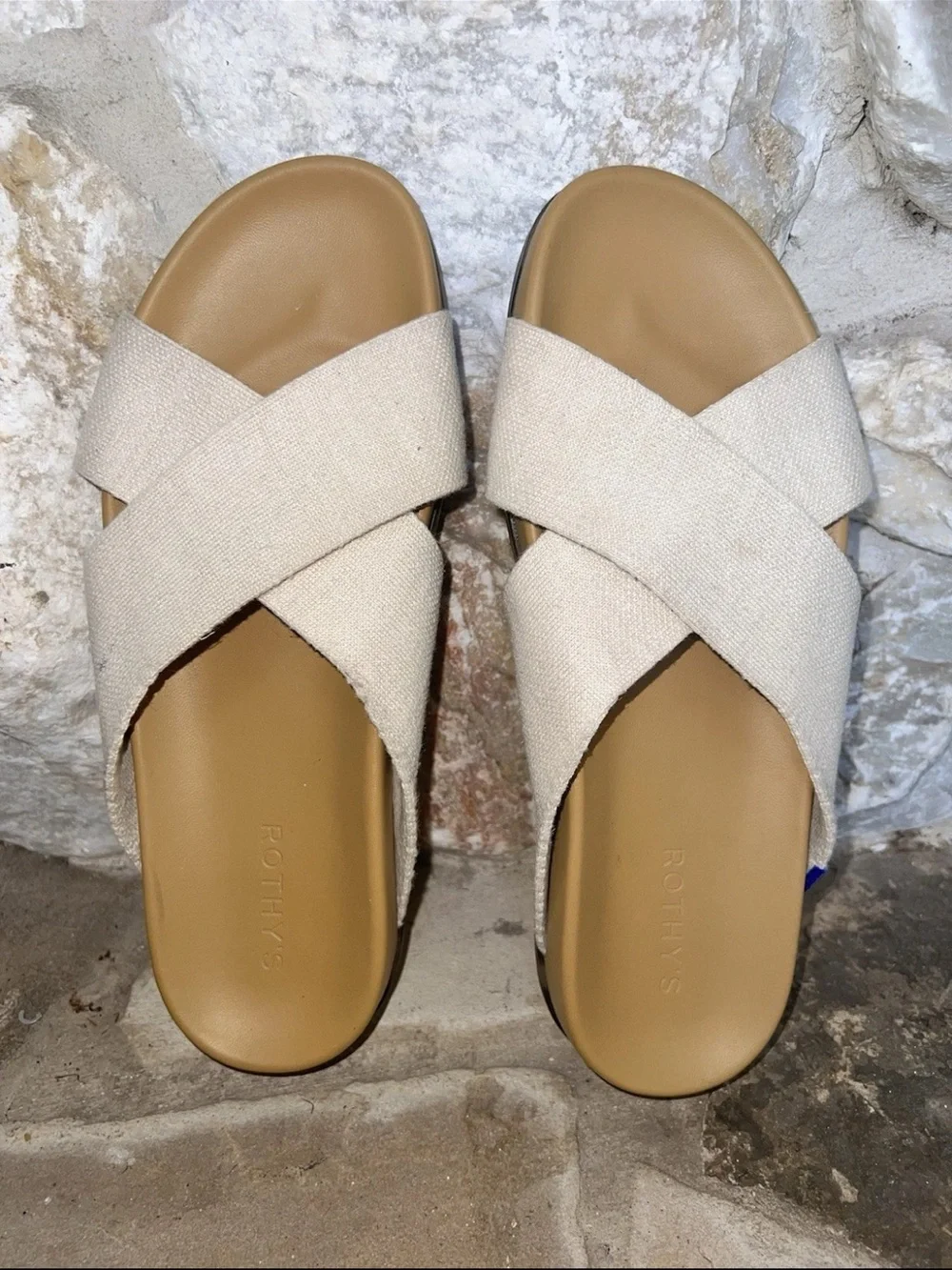 Rothys Women 10 The Weekend Slide Sandal Oat Slip On Shoe Open Toe Comfort